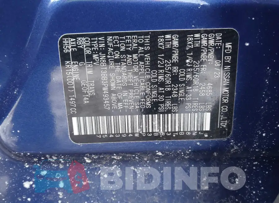 JN8BT3BB3PW493457 Photo# 9