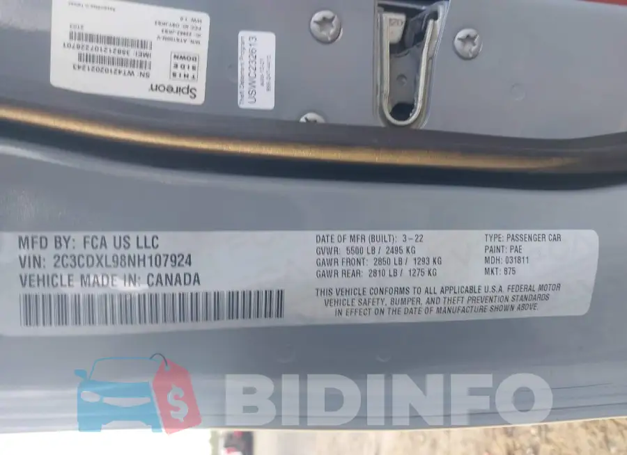 2C3CDXL98NH107924 Photo# 9