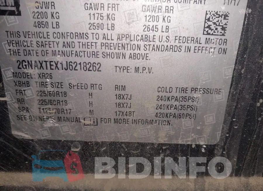 2GNAXTEX1J6218262 Photo# 9