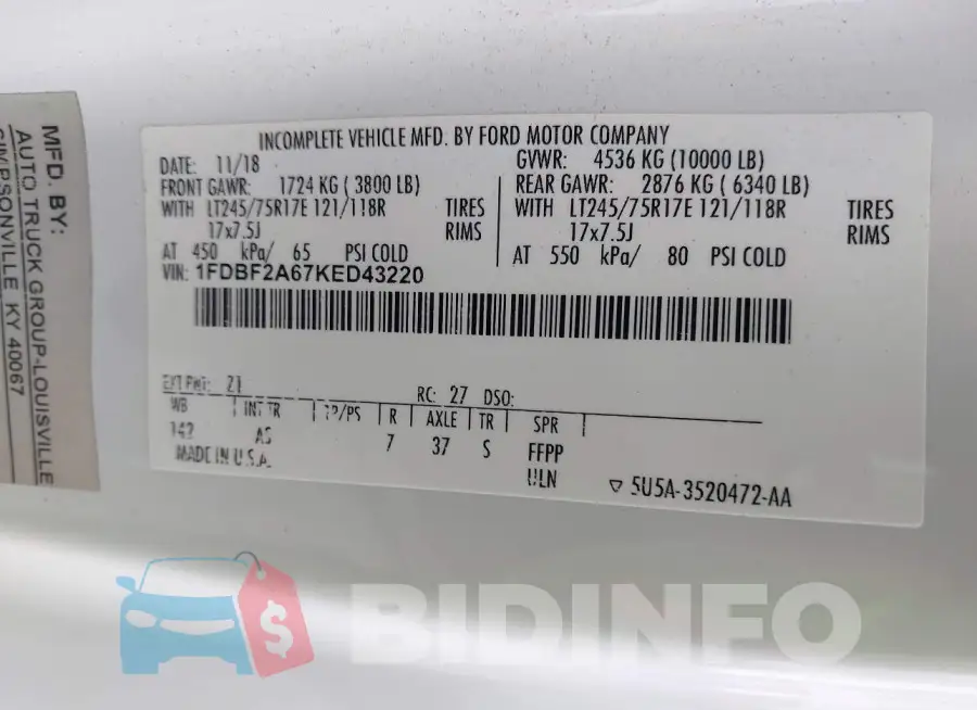 1FDBF2A67KED43220 Photo# 9