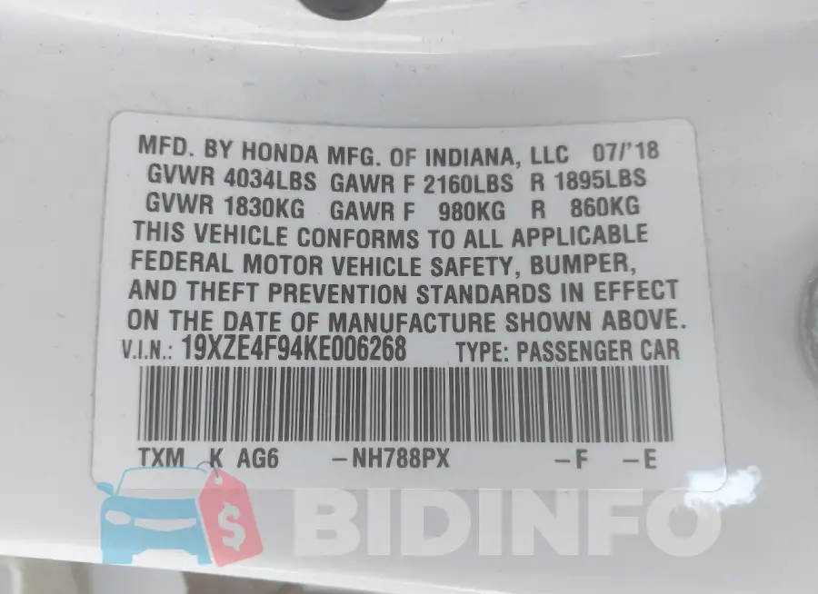 19XZE4F94KE006268 Photo# 9