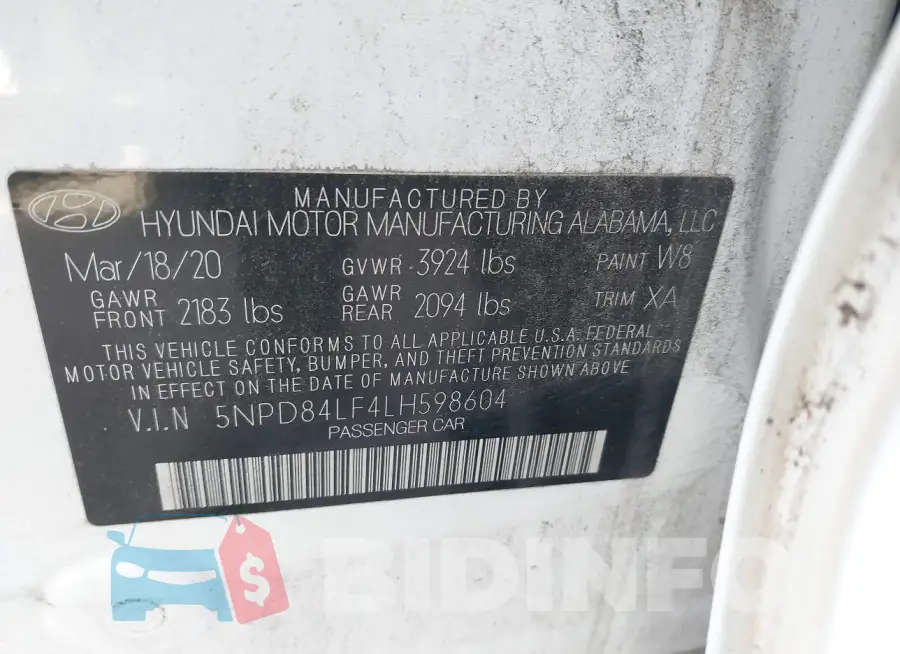 5NPD84LF4LH598604 Photo# 9