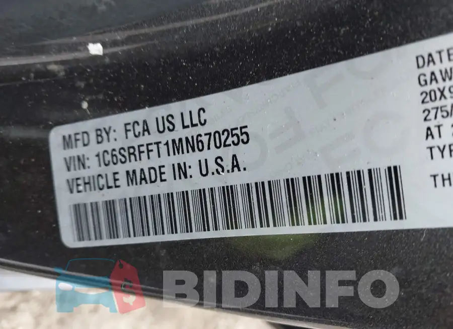 1C6SRFFT1MN670255 Photo# 9