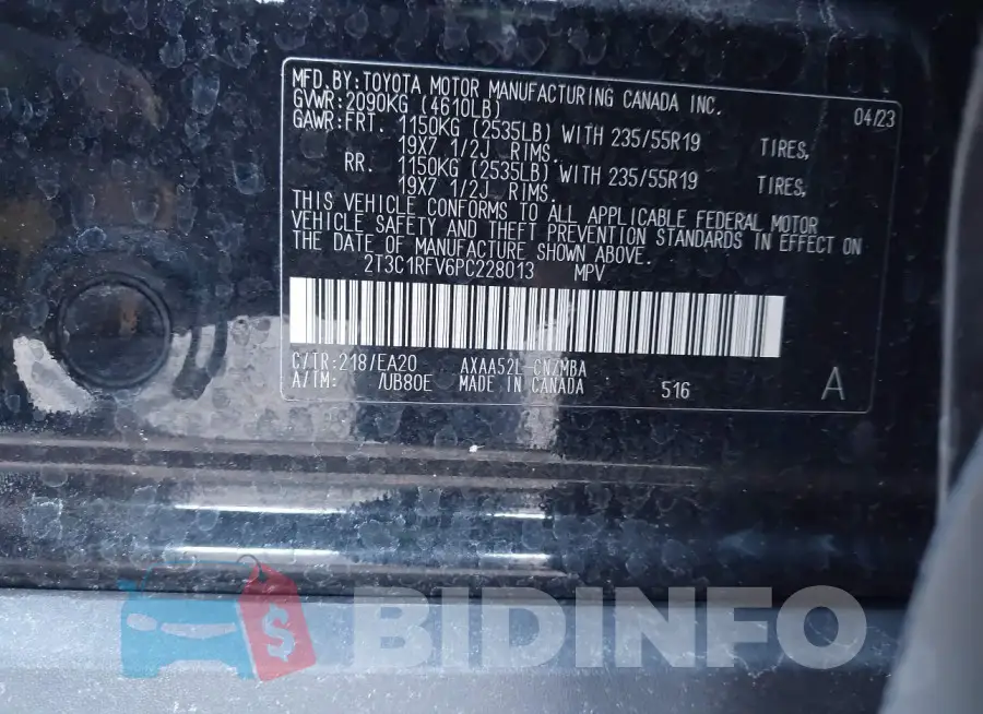 2T3C1RFV6PC228013 Photo# 9