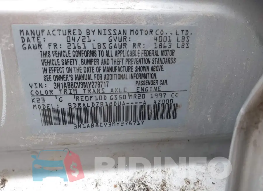 3N1AB8CV3MY278717 Photo# 9