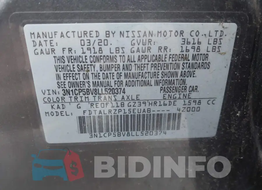 3N1CP5BV8LL520374 Photo# 9