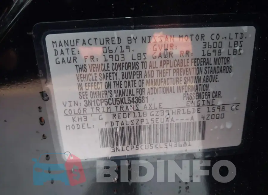 3N1CP5CU5KL543681 Photo# 9