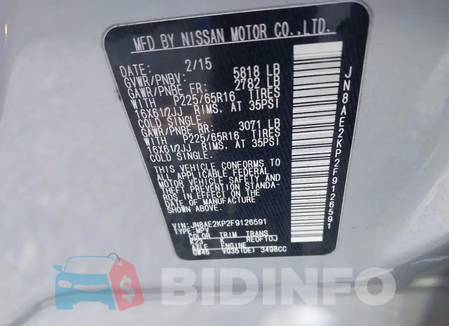 JN8AE2KP2F9126591 Photo# 9