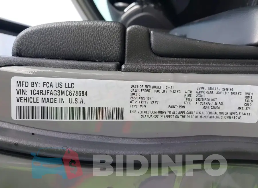 1C4RJFAG3MC678684 Photo# 9