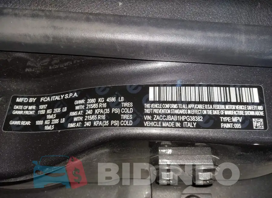 ZACCJBAB1HPG38382 Photo# 9