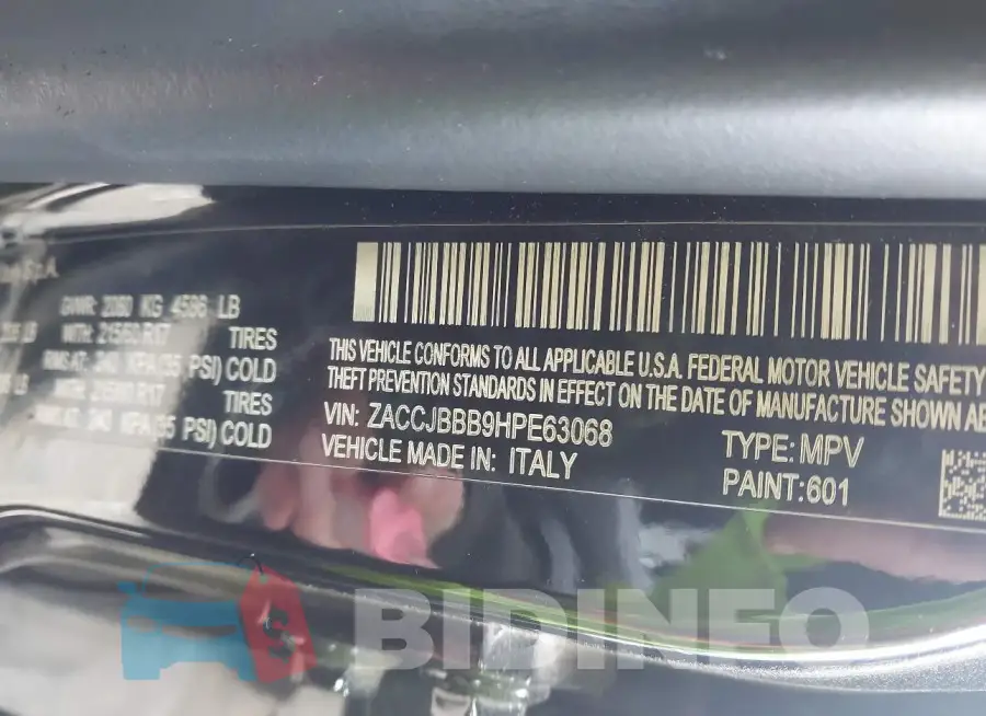 ZACCJBBB9HPE63068 Photo# 9