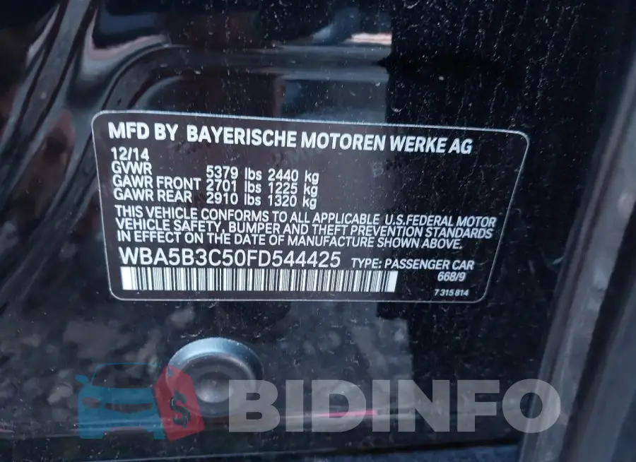 WBA5B3C50FD544425 Photo# 9