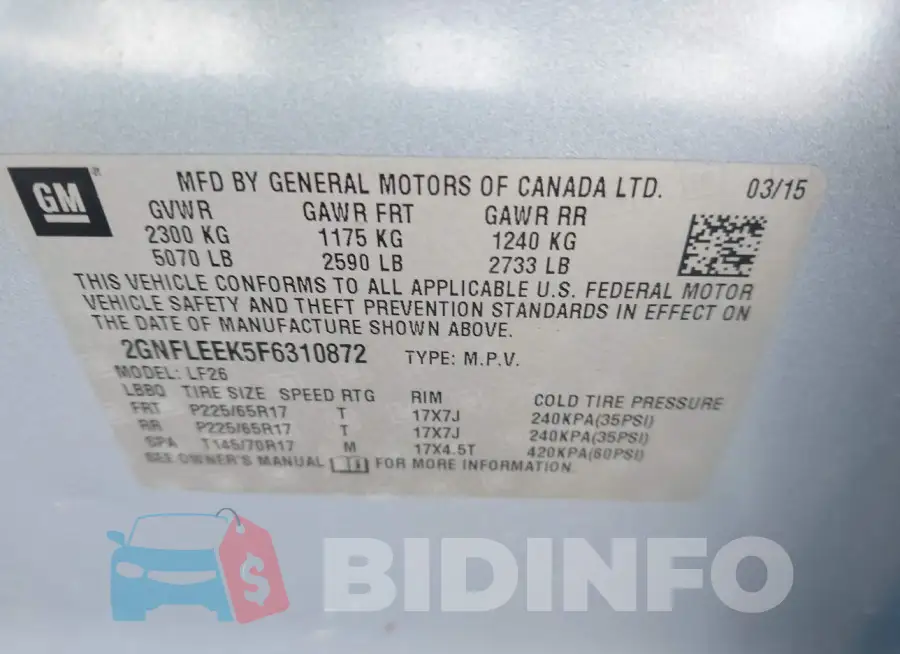 2GNFLEEK5F6310872 Photo# 9