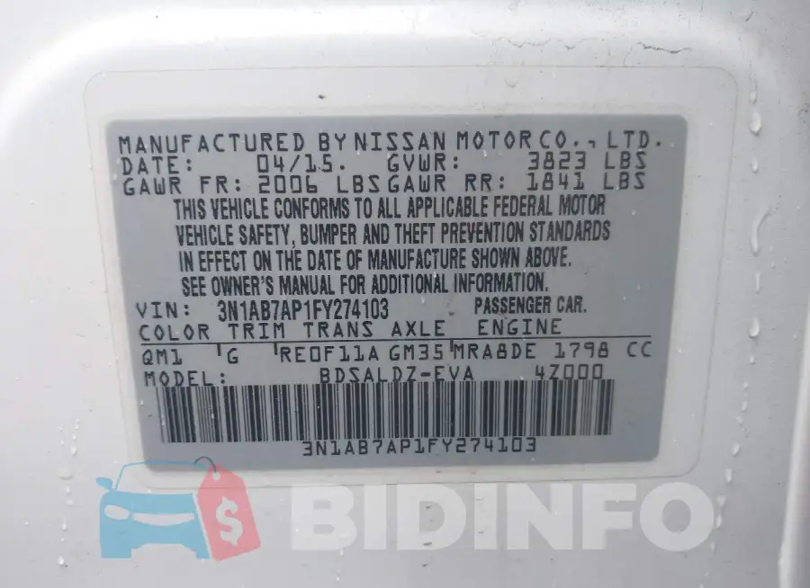 3N1AB7AP1FY274103 Photo# 9