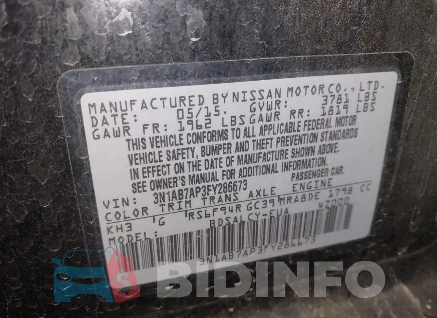 3N1AB7AP3FY286673 Photo# 9