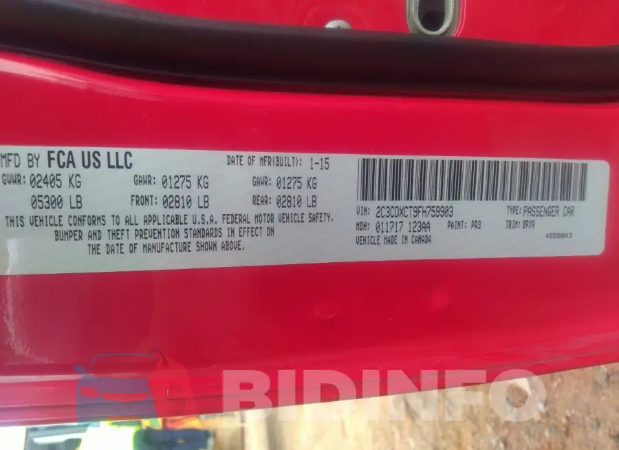 2C3CDXCT9FH759903 Photo# 9