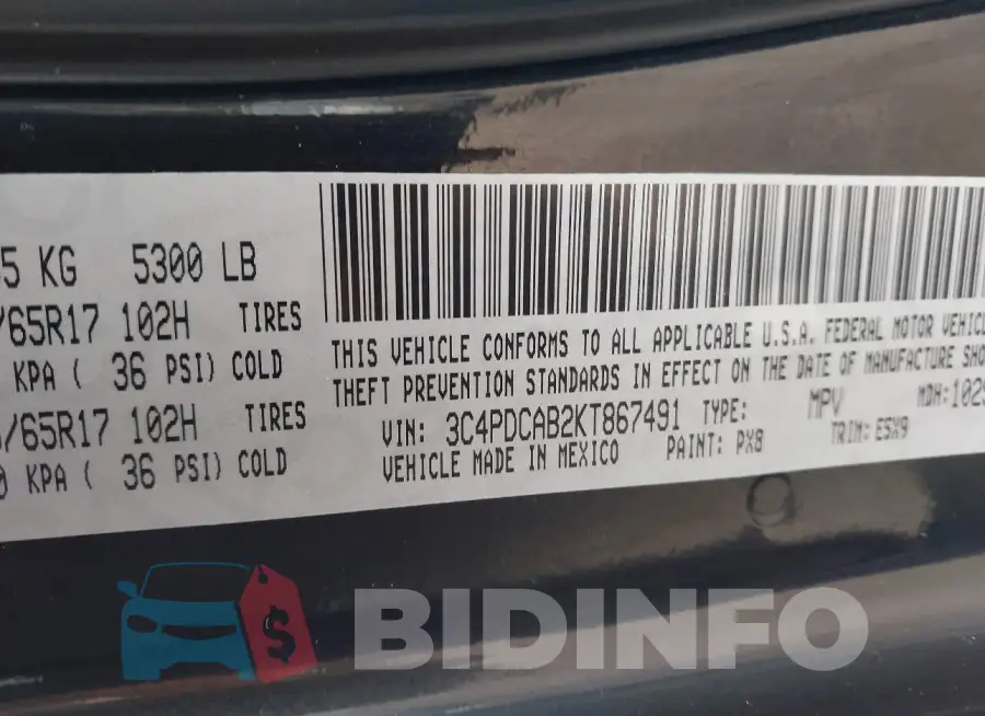 3C4PDCAB2KT867491 Photo# 9