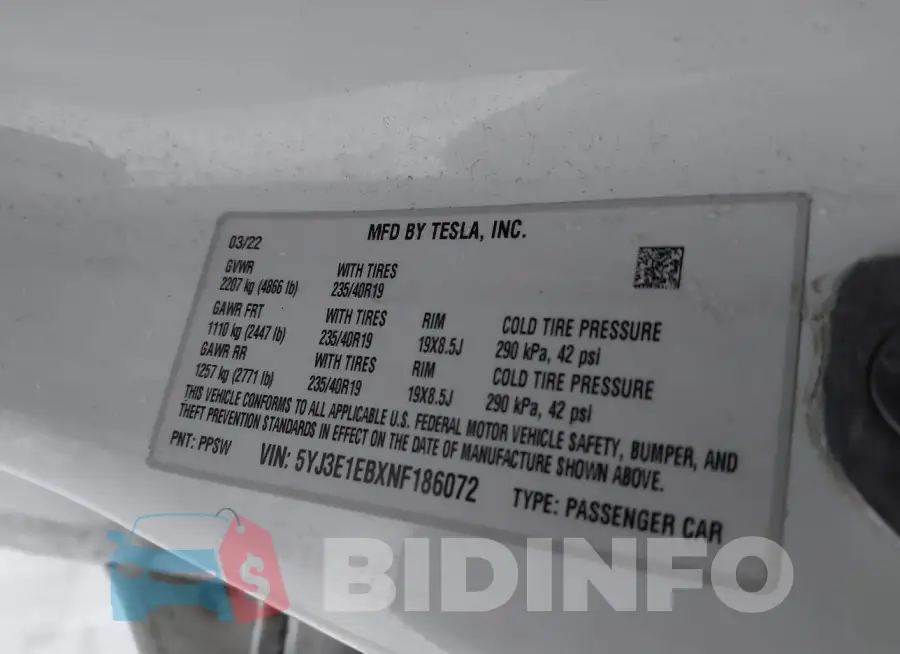 5YJ3E1EBXNF186072 Photo# 9