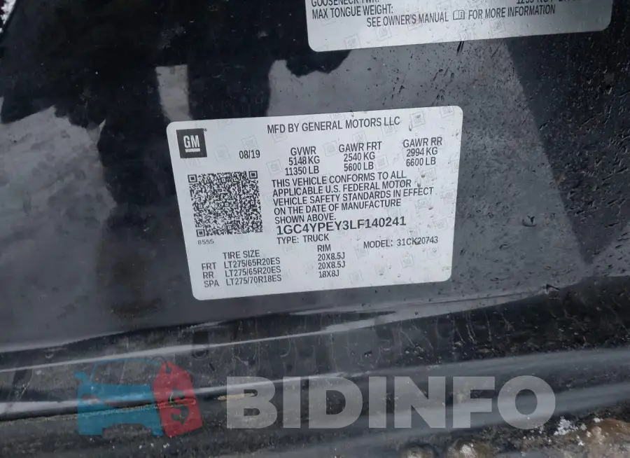 1GC4YPEY3LF140241 Photo# 8