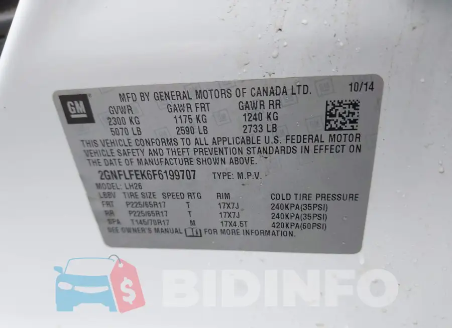 2GNFLFEK6F6199707 Photo# 9