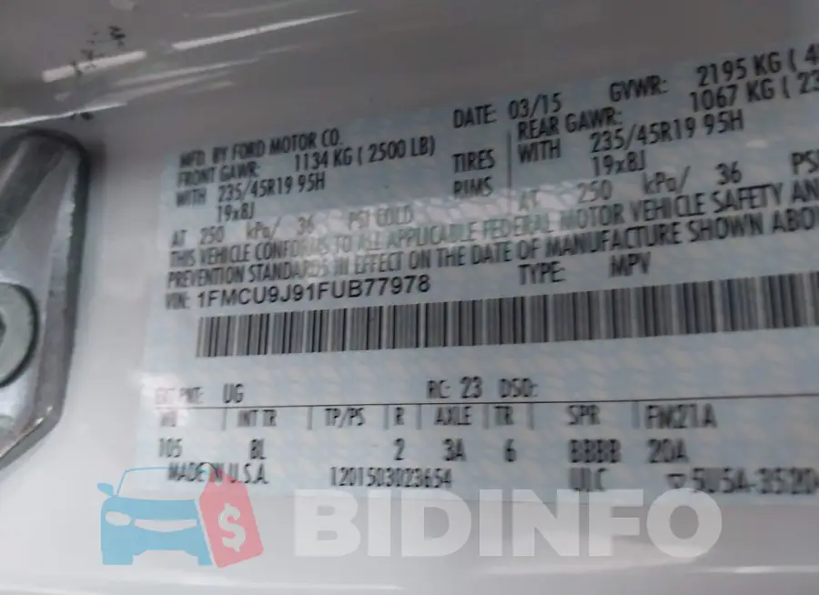1FMCU9J91FUB77978 Photo# 9