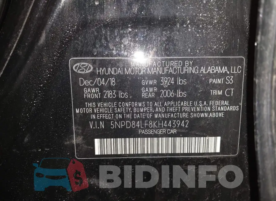 5NPD84LF8KH443942 Photo# 9
