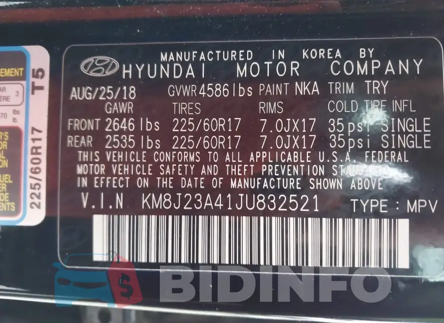 KM8J23A41JU832521 Photo# 9