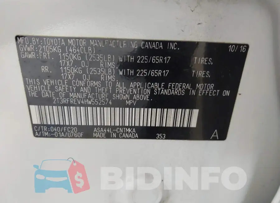 2T3RFREV4HW552574 Photo# 9