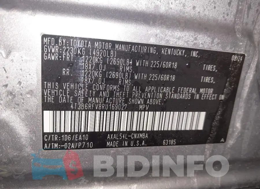 4T3B6RFV8RU169027 Photo# 9