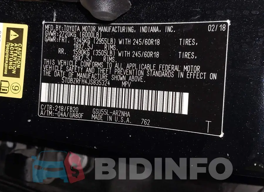 5TDBZRFH4JS835324 Photo# 9