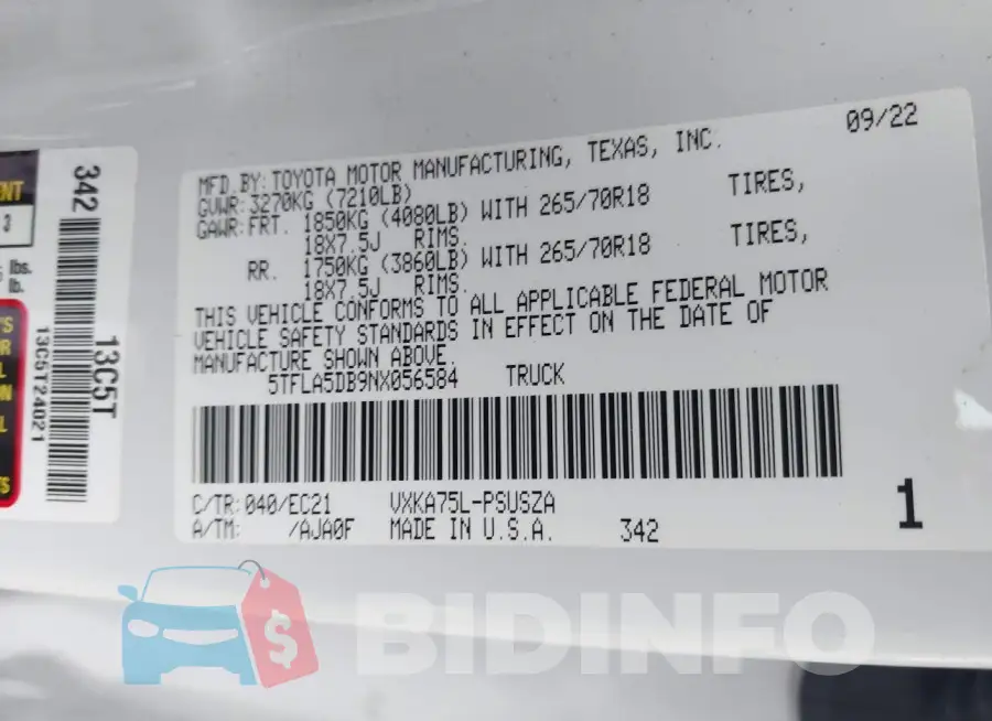 5TFLA5DB9NX056584 Photo# 9