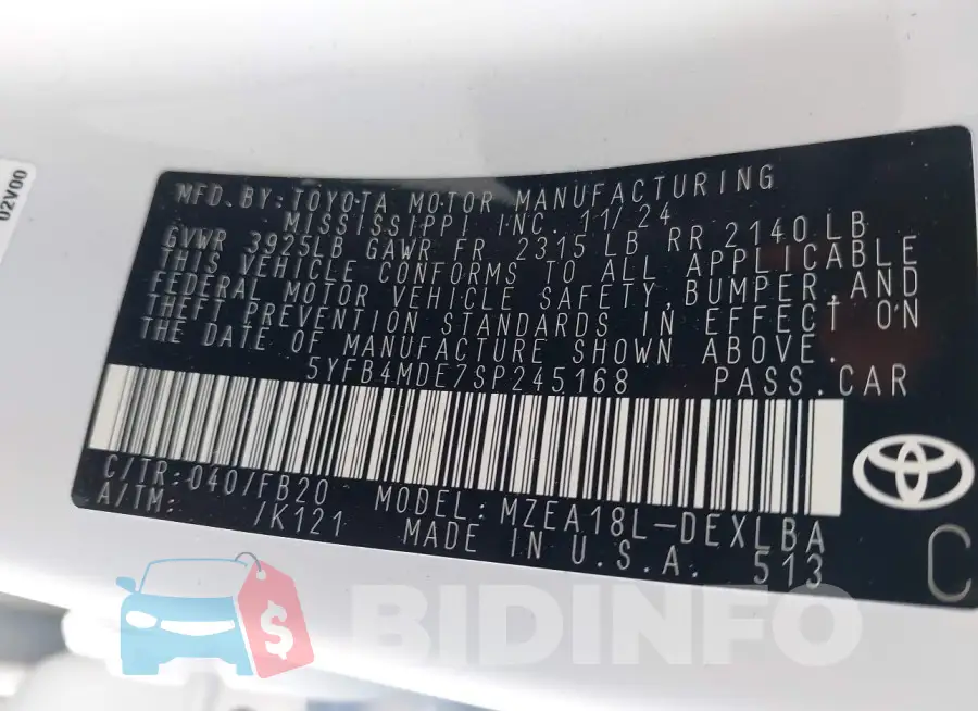 5YFB4MDE7SP245168 Photo# 9