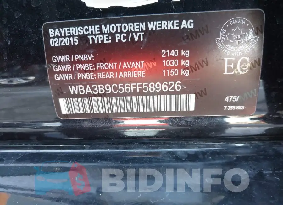 WBA3B9C56FF589626 Photo# 9