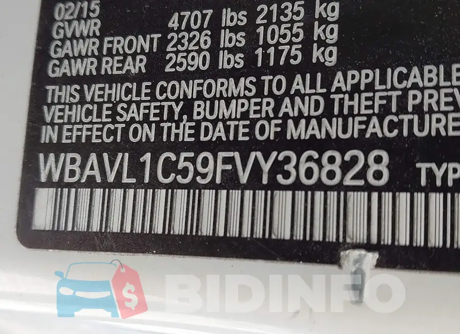 WBAVL1C59FVY36828 Photo# 9