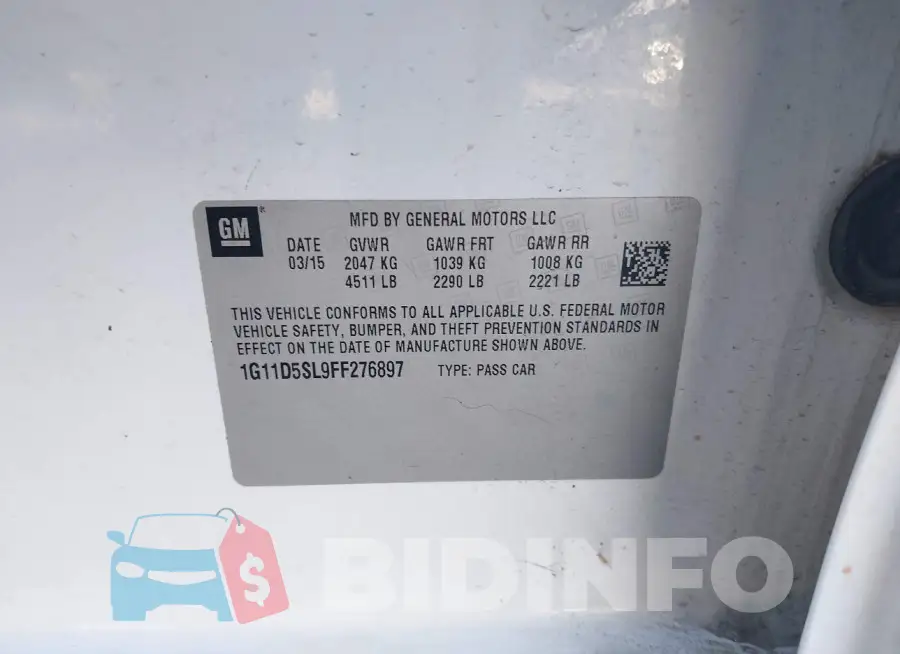 1G11D5SL9FF276897 Photo# 9