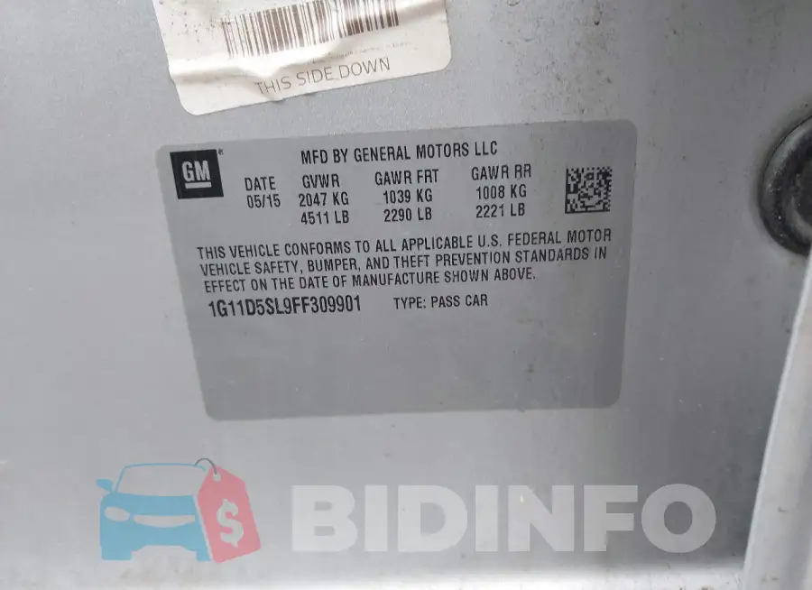 1G11D5SL9FF309901 Photo# 9