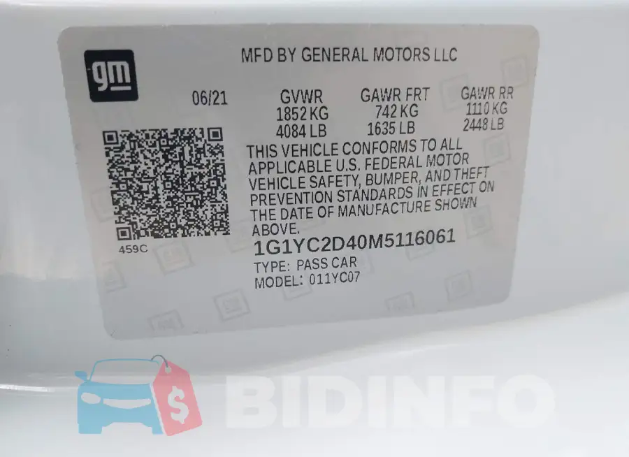 1G1YC2D40M5116061 Photo# 9