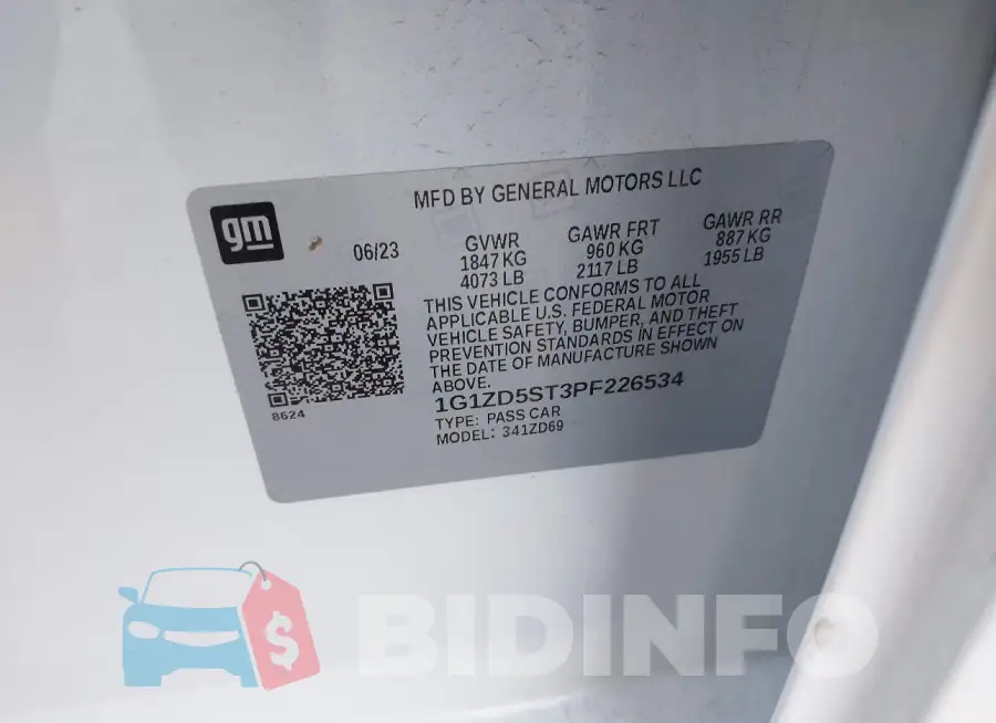 1G1ZD5ST3PF226534 Photo# 9