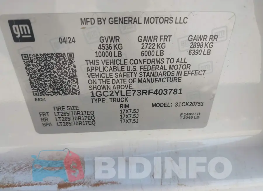 1GC2YLE73RF403781 Photo# 9