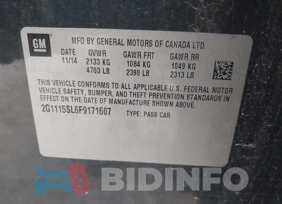 2G1115SL6F9171607 Photo# 9