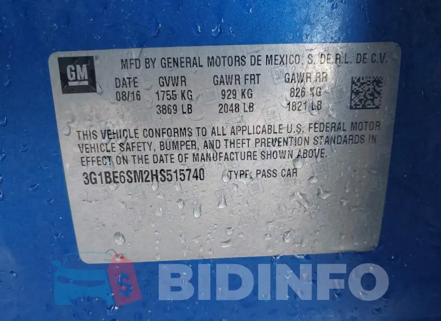 3G1BE6SM2HS515740 Photo# 9