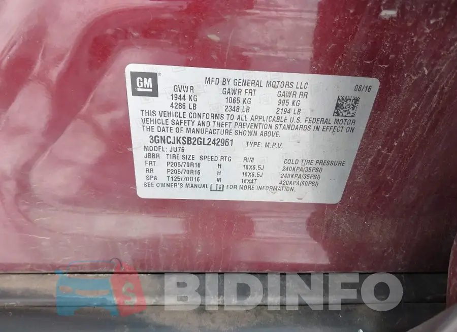 3GNCJKSB2GL242961 Photo# 9