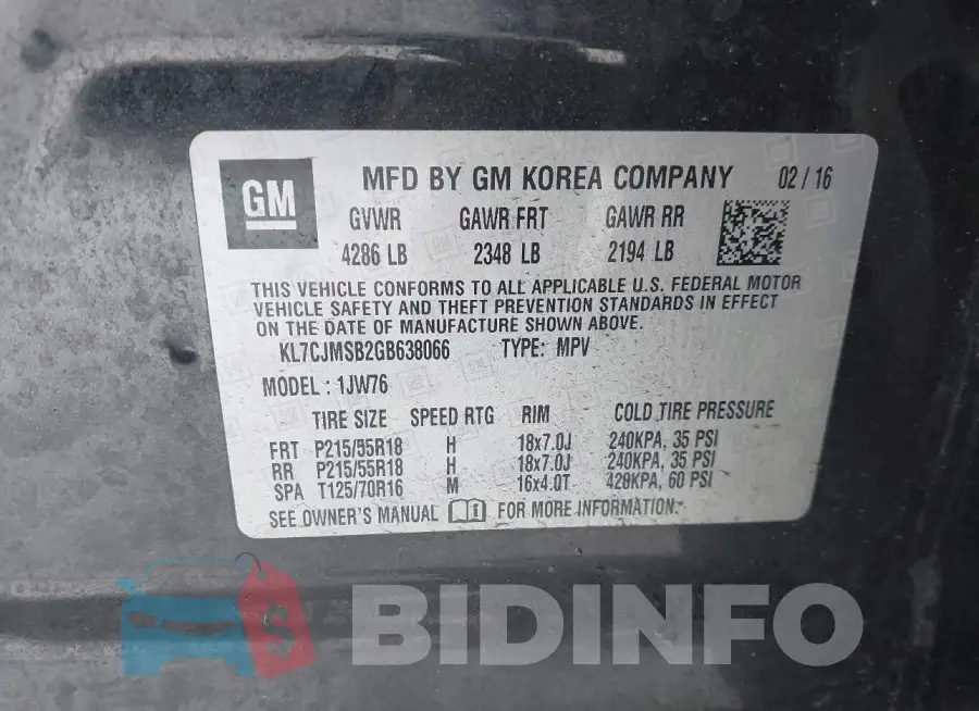 KL7CJMSB2GB638066 Photo# 9
