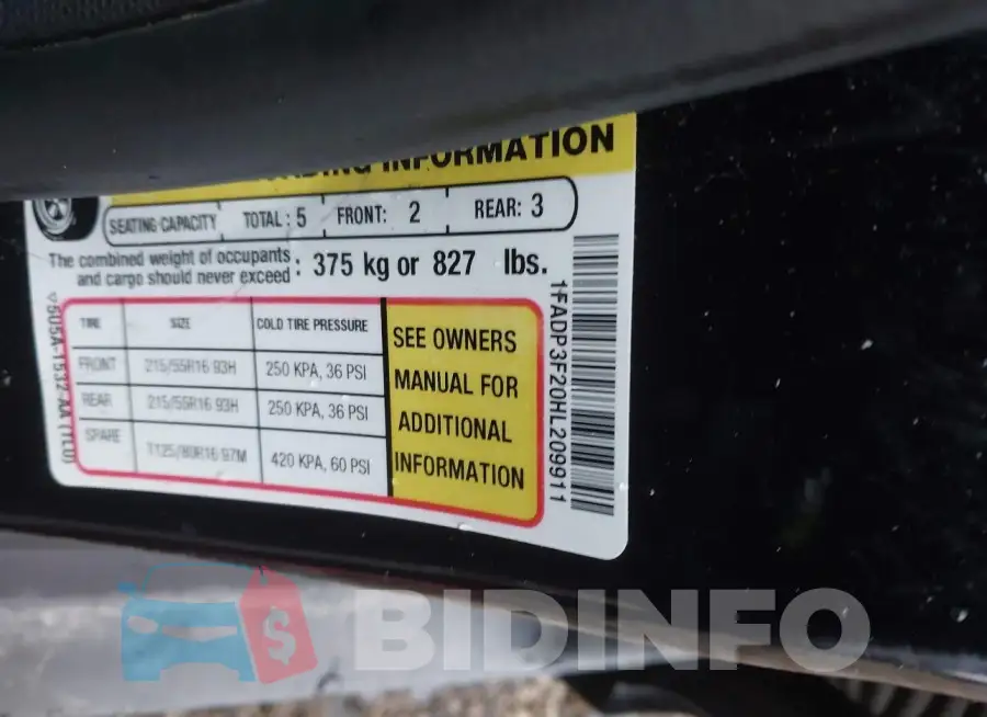 1FADP3F20HL209911 Photo# 9