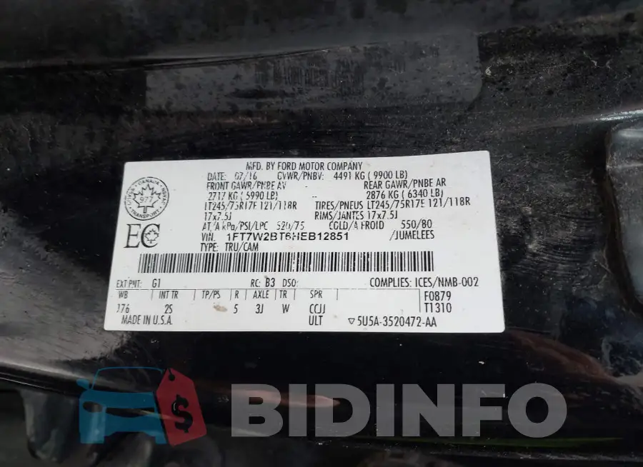 1FT7W2BT6HEB12851 Photo# 9