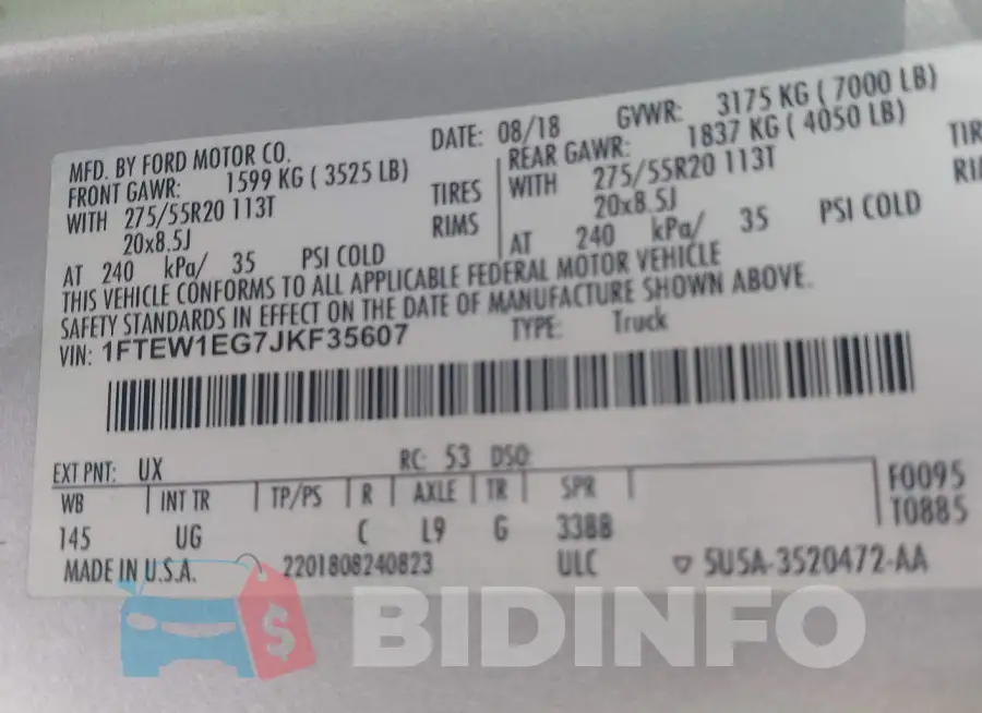 1FTEW1EG7JKF35607 Photo# 9