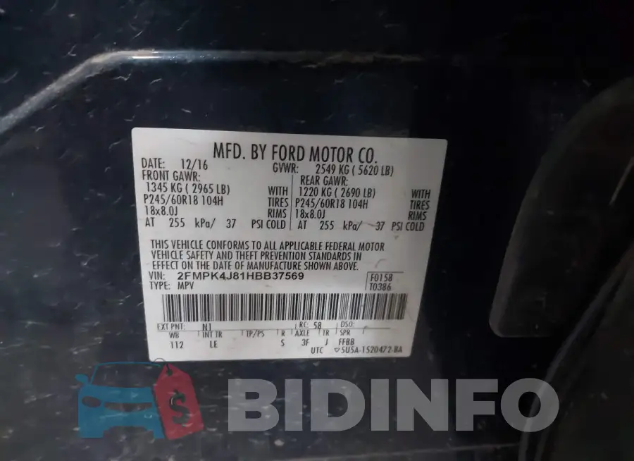 2FMPK4J81HBB37569 Photo# 9