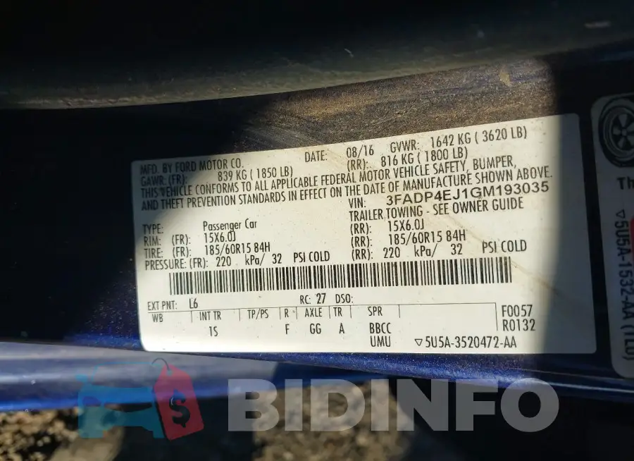 3FADP4EJ1GM193035 Photo# 9