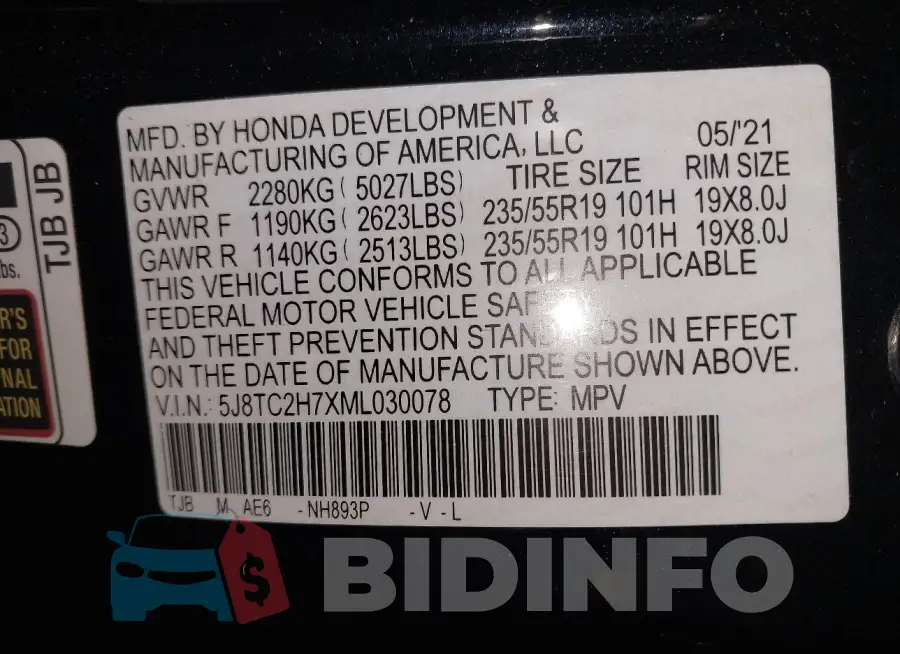 5J8TC2H7XML030078 Photo# 9