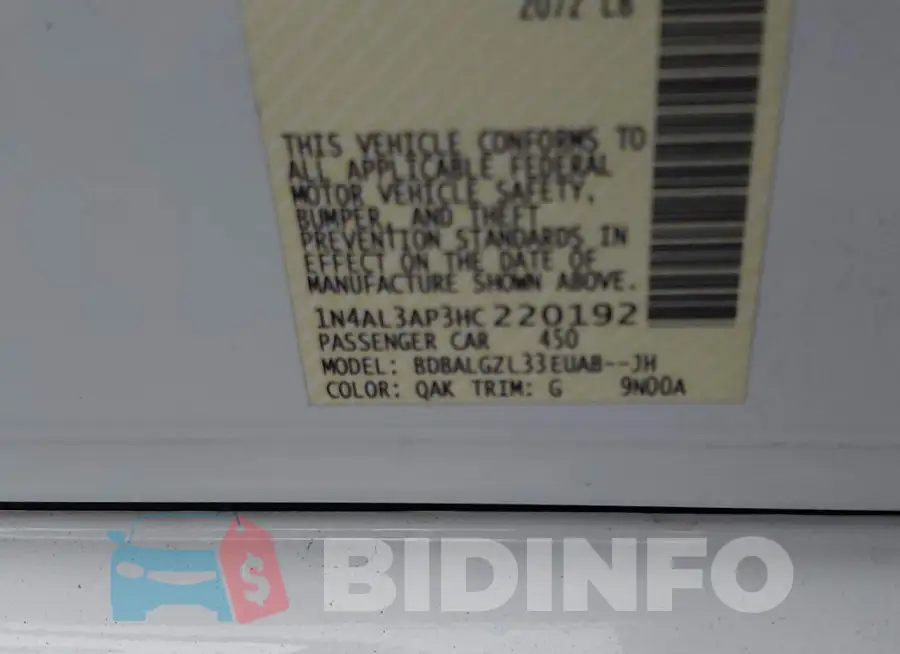 1N4AL3AP3HC220192 Photo# 9